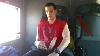 Cute Firefighter jerking off in the truck